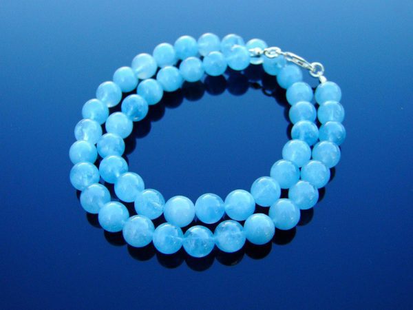 Aquamarine Natural Gemstone Necklace 8mm Beaded 16-30inch Michael's UK Jewellery