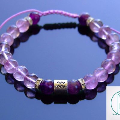 Aquarius Amethyst Birthstone Bracelet 6-9'' Macrame Michael's UK Jewellery
