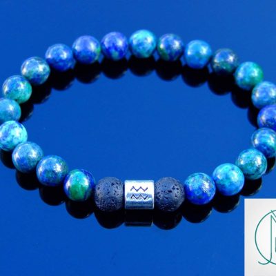 Aquarius Chrysocolla Birthstone Bracelet 6-9'' Elasticated Michael's UK Jewellery