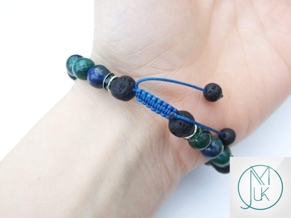 Aquarius Chrysocolla Birthstone Bracelet 6-9'' Macrame Michael's UK Jewellery