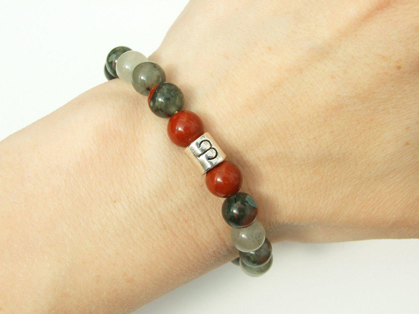 Aries Red Jasper Bloodstone Birthstone Bracelet 6-9'' Elasticated Healing Stone Michael's UK Jewellery