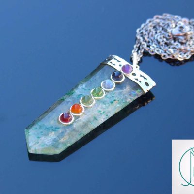 Aventurine 7 Chakra Natural Gemstone Pendant Necklace 50cm Michael's UK Jewellery