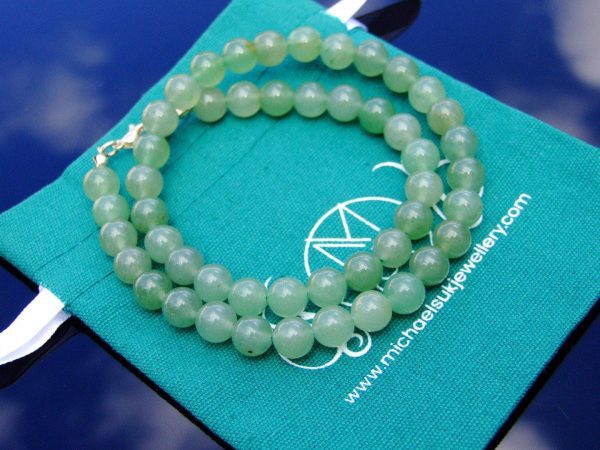 Aventurine Natural Gemstone Necklace 8mm Beaded 16-30inch Michael's UK Jewellery