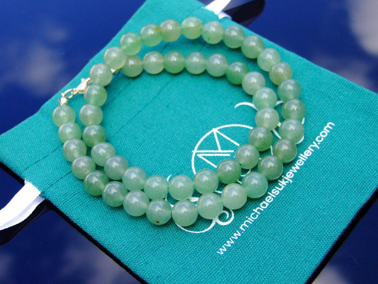 Aventurine Natural Gemstone Necklace 8mm Beaded 16-30inch Michael's UK Jewellery