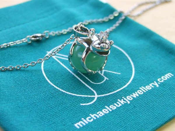 Aventurine Necklace Frog Pendant Natural Gemstone With Pouch Michael's UK Jewellery