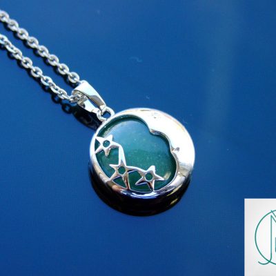 Aventurine Necklace Moon Shape Pendant Natural Gemstone With Pouch Michael's UK Jewellery
