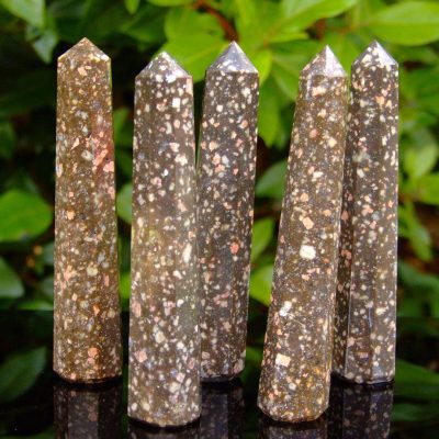 Azubalite Jasper Spotty Tower Polished Natural Gemstone Crystal Obelisk Michael's UK Jewellery
