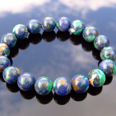 Azurite 10mm Natural Gemstone Bracelet 6-9'' Elasticated Michael's UK Jewellery