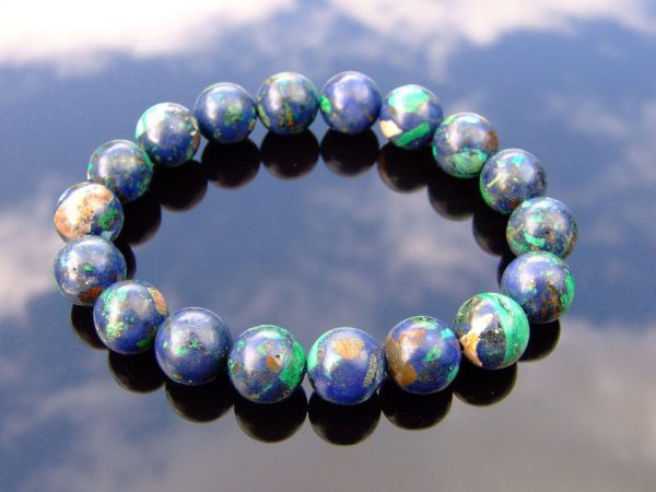 Azurite 10mm Natural Gemstone Bracelet 6-9'' Elasticated Michael's UK Jewellery