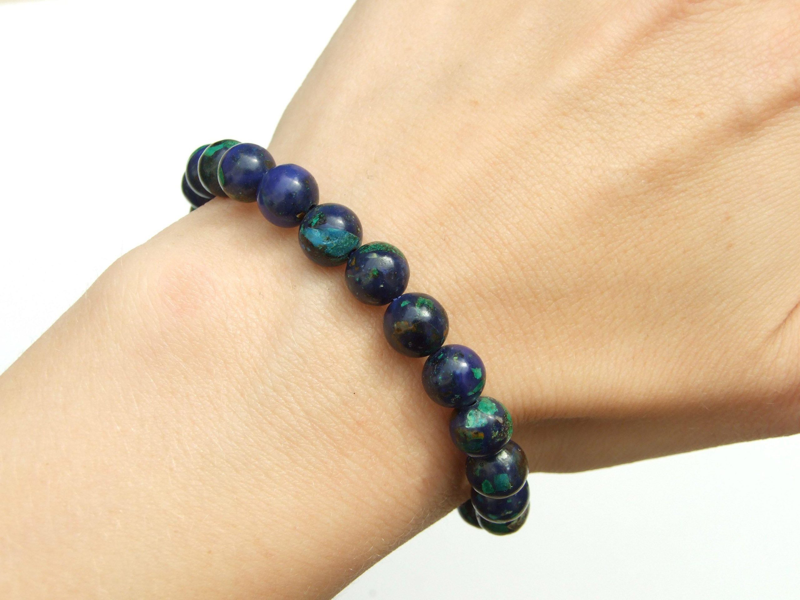 Azurite Natural Gemstone Bracelet 6-9'' Elasticated Michael's UK Jewellery