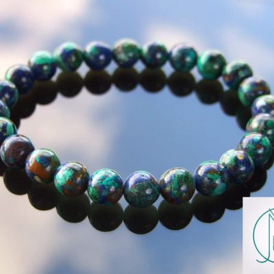 Azurite Natural Gemstone Bracelet 6-9'' Elasticated Michael's UK Jewellery