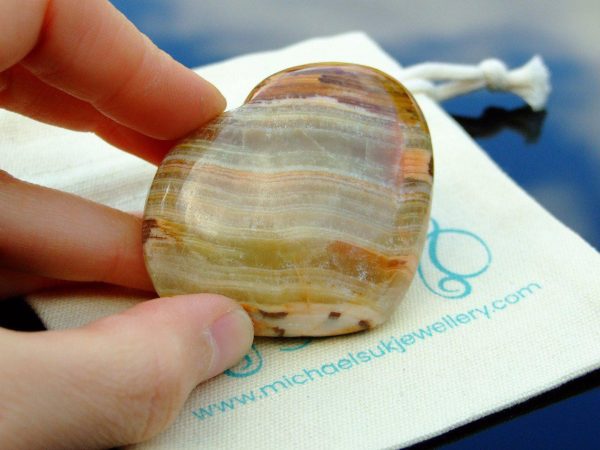 Banded Onyx Carved Heart Natural Gemstone Michael's UK Jewellery