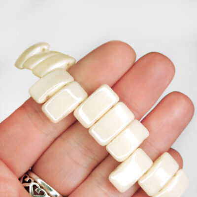 15x Carrier Beads 9x17mm Beige Luster