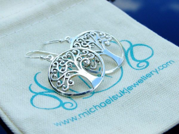 Big Tree of Life Solid 925 Sterling Silver Earrings Michael's UK Jewellery
