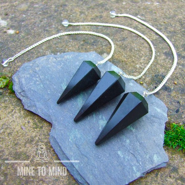 Black Agate Gemstone Pendulum for Dowsing Divination Wicca mine to mind 02
