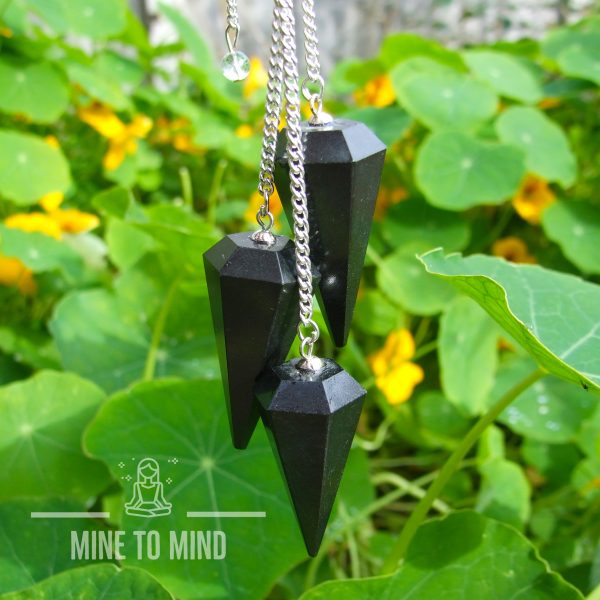 Black Agate Gemstone Pendulum for Dowsing Divination Wicca - Image 4