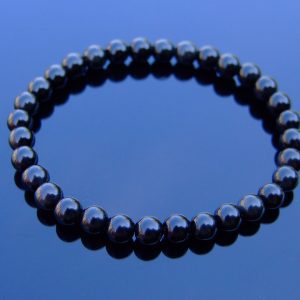 Black Obsidian Bracelet 6mm Natural Gemstone 6-9'' Elasticated with Pouch Michael's UK Jewellery