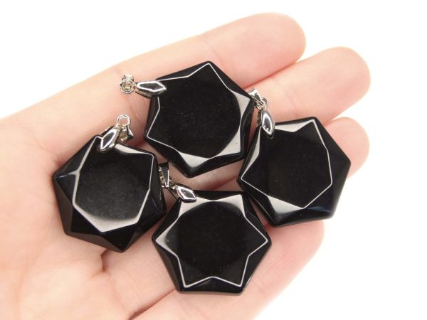 Black Obsidian Hexagon Pendant Natural Gemstone Necklace Michael's UK Jewellery