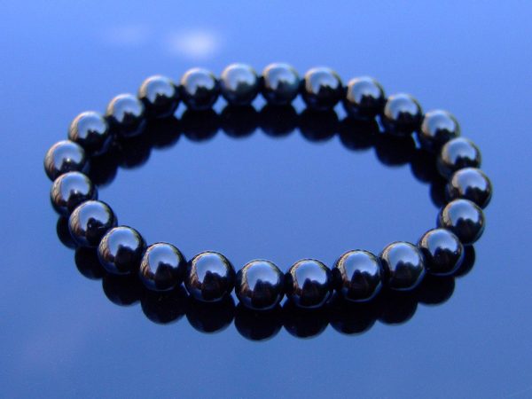 Black Obsidian Natural Gemstone Bracelet 6-9'' Elasticated Michael's UK Jewellery
