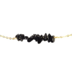 Black Obsidian Natural Gemstone Chip Necklace Michael's UK Jewellery