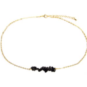 Black Obsidian Natural Gemstone Chip Necklace Michael's UK Jewellery