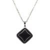 Gemstone Necklace Black Obsidian Square Pendant Natural beads mouse