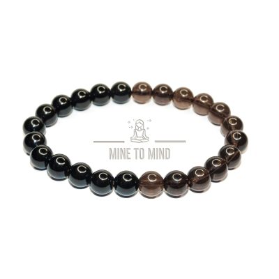 Black Obsidian Smoky Quartz Natural Gemstone Bracelet mine to mind