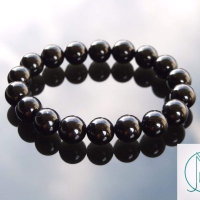 Black Onyx 10mm Natural Gemstone Bracelet 6-9'' Elasticated Michael's UK Jewellery
