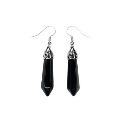 Black Onyx Earrings Hexagonal Shape Natural Gemstone Silver Plated Michael's UK Jewellery