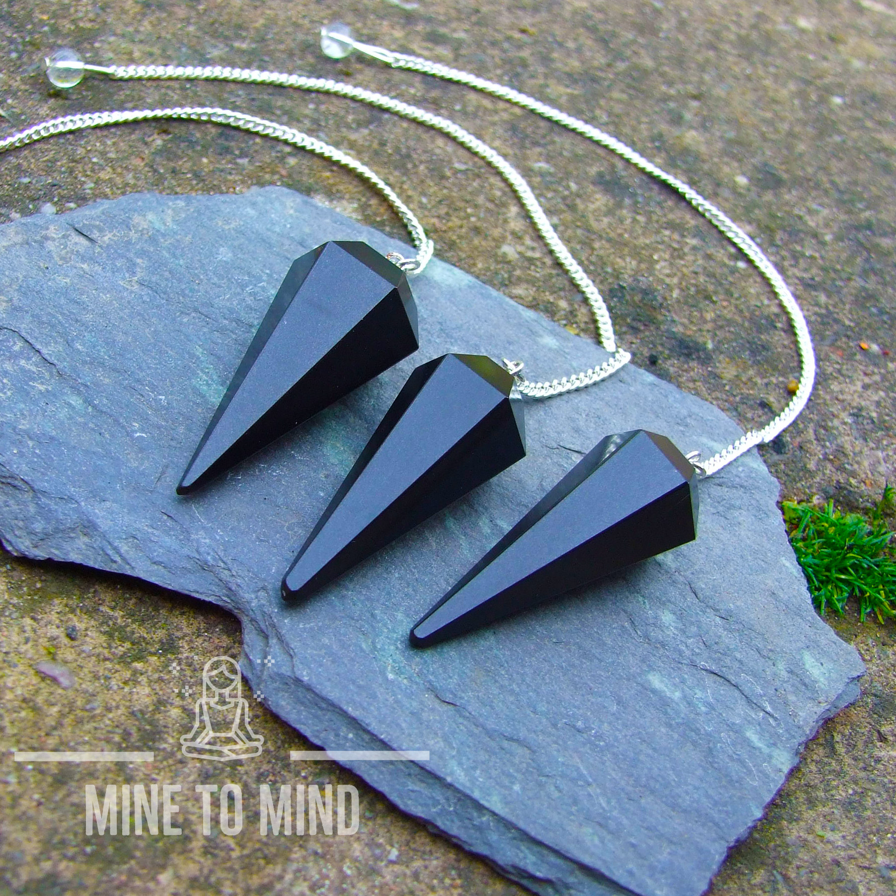 Black Onyx Gemstone Pendulum for Dowsing Divination Wicca mine to mind