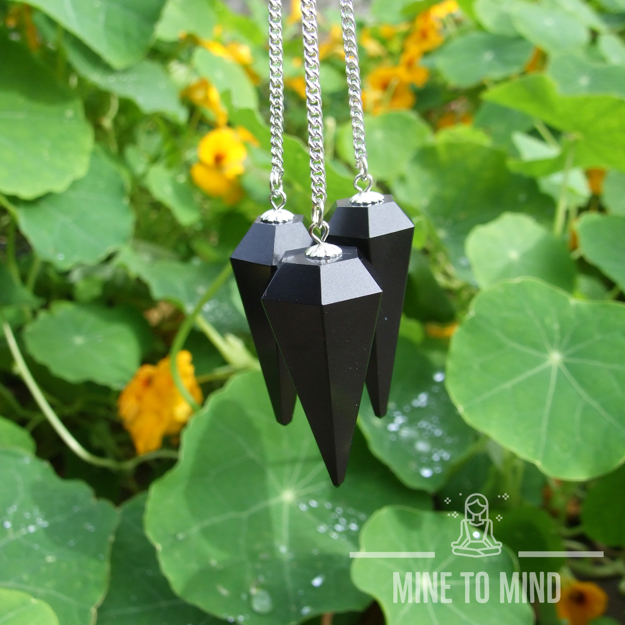 Black Onyx Gemstone Pendulum for Dowsing Divination Wicca mine to mind