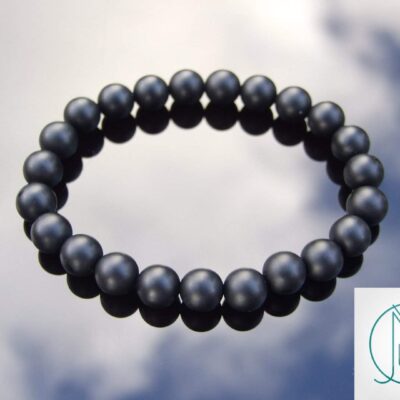 Black Onyx Matt Natural Gemstone Bracelet 6-9'' Elasticated Michael's UK Jewellery