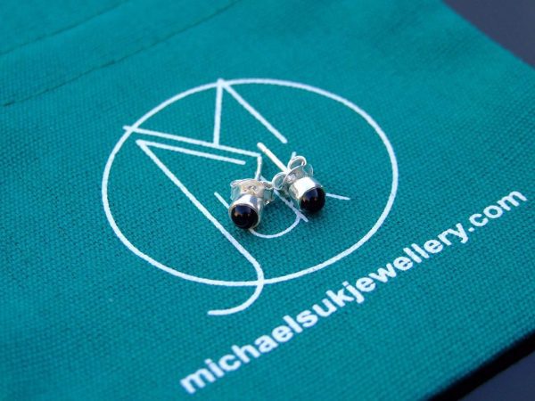 Black Onyx Natural Gemstone 925 Sterling Silver Earrings Michael's UK Jewellery