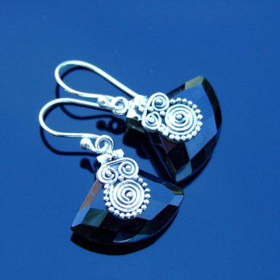 Black Onyx Natural Gemstone 925 Sterling Silver Earrings Michael's UK Jewellery
