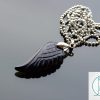 Black Onyx Natural Gemstone Angel Wing Pendant Necklace Michael's UK Jewellery