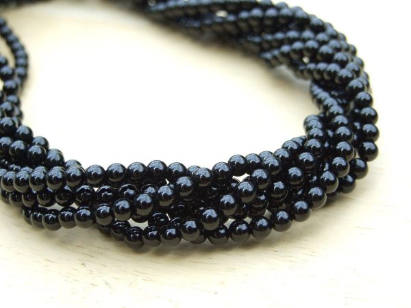 Black Onyx Natural Gemstone Round Beads 4mm Michael's UK Jewellery