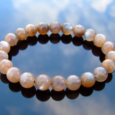 Black Sunstone Natural Gemstone Bracelet 6-9'' Elasticated Michael's UK Jewellery