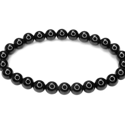 Black Tourmaline Bracelet Natural Gemstone 6-9'' Elasticated With Pouch Michael's UK Jewellery