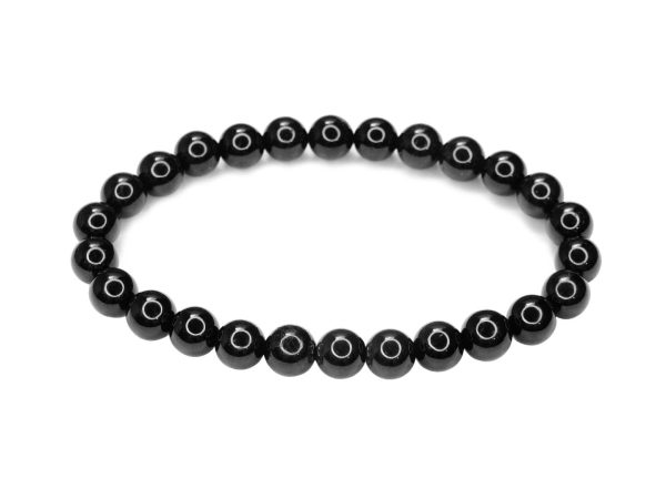 Black Tourmaline Bracelet Natural Gemstone 6-9'' Elasticated With Pouch Michael's UK Jewellery