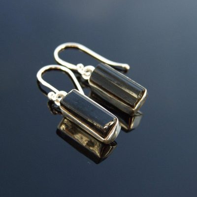 Black Tourmaline Natural Gemstone 925 Sterling Silver Earrings Michael's UK Jewellery