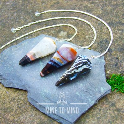 Black Zebra Agate Gemstone Pendulum for Dowsing Divination Wicca mine to mind