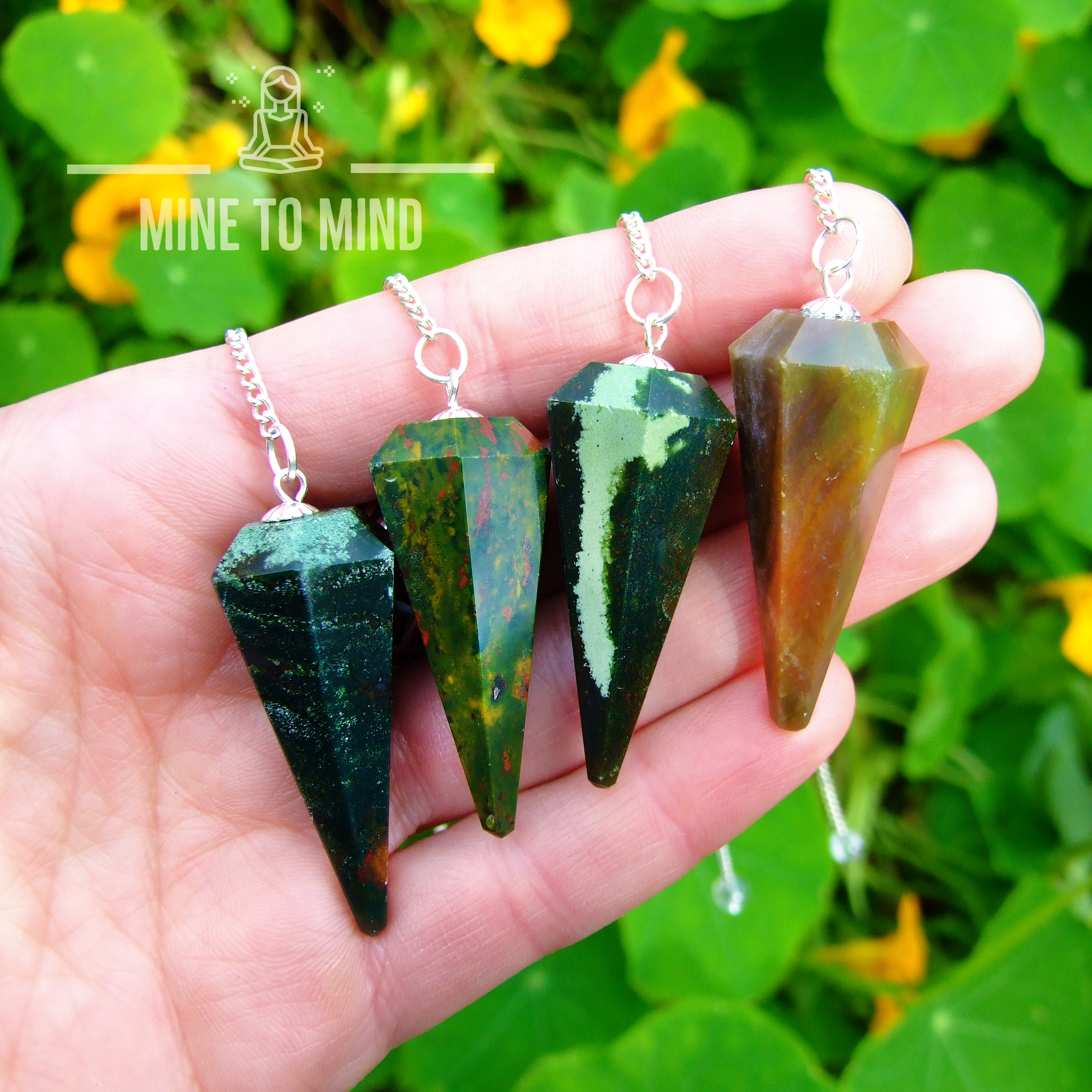 Bloodstone Gemstone Pendulum for Dowsing Divination Wicca mine to mind