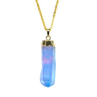 Blue Aura II Quartz Pendant Natural Necklace Michael's UK Jewellery