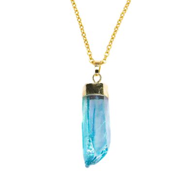 Blue Aura Quartz Pendant Natural Necklace Michael's UK Jewellery