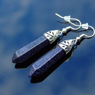 Blue Goldstone Manmade Gemstone Earrings Michael's UK Jewellery
