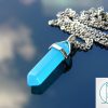 Gemstone Necklace Blue Jade Dyed Natural Point Pendant beads mouse