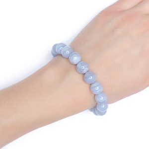 Blue Lace Agate Bracelet 10mm Natural Gemstone 6-9'' Elasticated With Box Michael's UK Jewellery