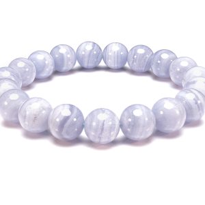 Blue Lace Agate Bracelet 10mm Natural Gemstone 6-9'' Elasticated With Box Michael's UK Jewellery