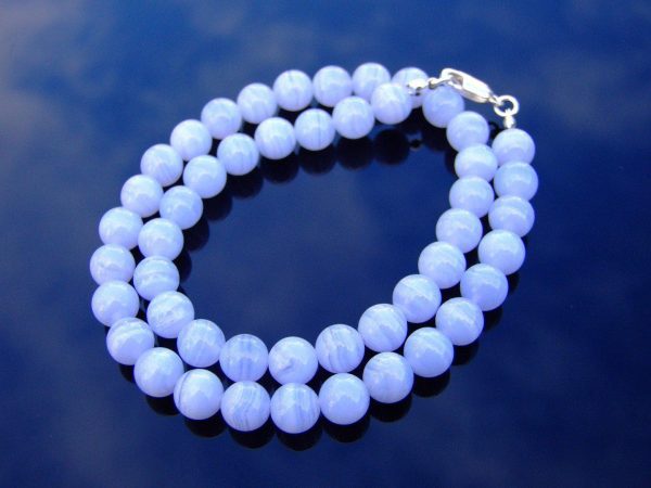 Blue Lace Agate Natural Gemstone Necklace 8mm Beaded 16-30inch Michael's UK Jewellery