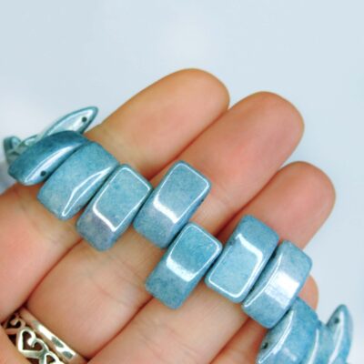15x Carrier Beads 9x17mm Blue Luster